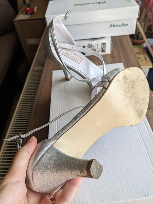 Sandale piele naturala argintii 36/37