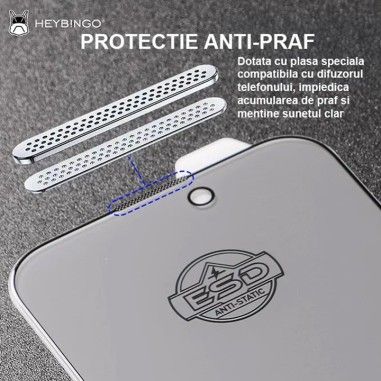 Folie Telefon Privacy iPhone 14 HEYBINGO, 9H din Sticla Securizata Antistatica, Cu Kit de Aplicare, Nu Lasa Amprente