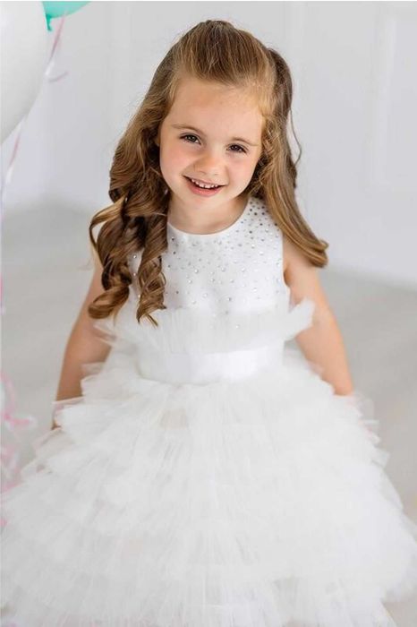 ПРОМО! НОВА Рокля за кръщене в бяло с камъни Swarovski Official! 12М