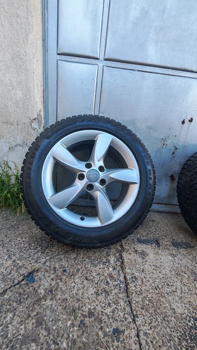 Set roți iarnă originale Audi 5x112 R17 66,5 — Jante ca noi și anvelope de iarnă 225 55 R17 impecabile ca noi (~8.5 mm)  Audi A4 A6 Q5