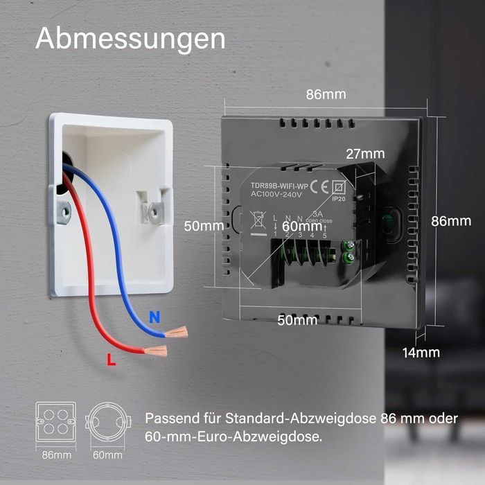 Termostat Beok WiFi,smart wireless inteligent încălzire prin pardoseală apă,boiler centrala termica,digital compatibil cu Alexa Google Home,3A,230V