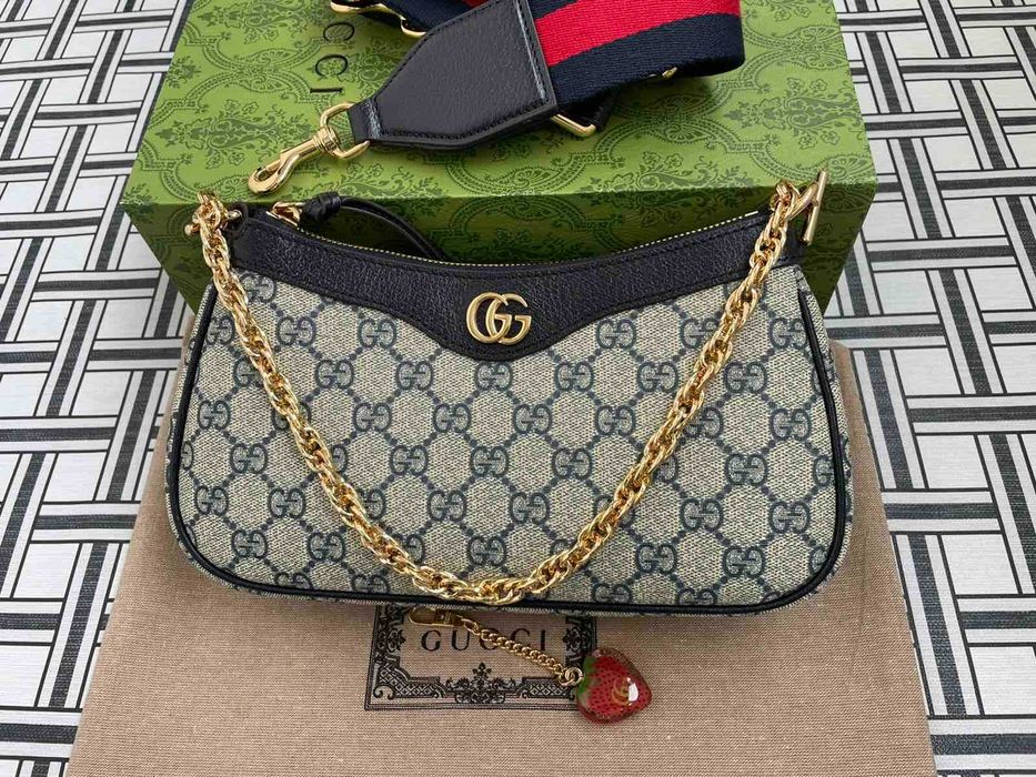 Gucci Оригинална Малка Чанта Ophidia Гучи Supreme Син Canvas GG Лого