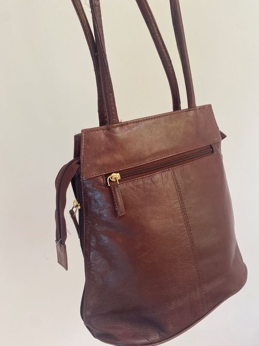 Кафява чанта от естествена кожа