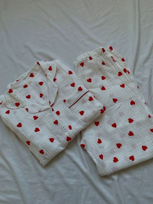 Пижама с принтом сердечки