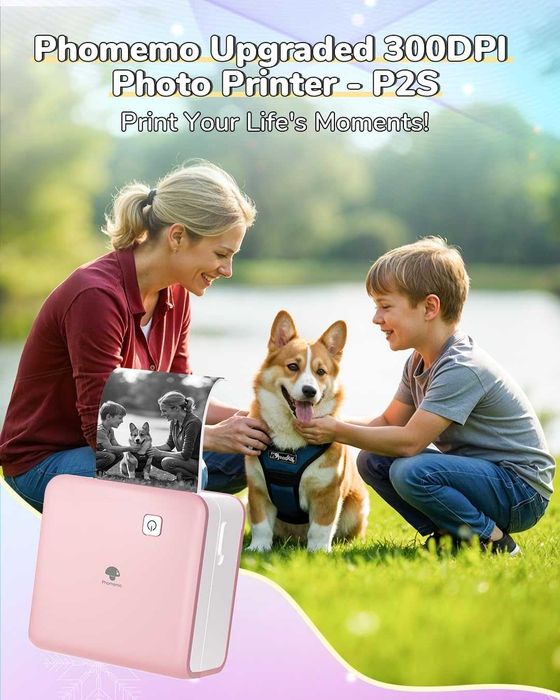 Принтер Phomemo P2S, мини термален принтер за смартфон, Bluetooth