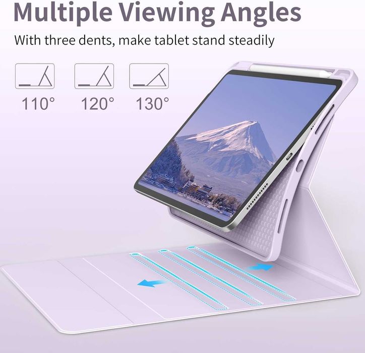 Калъф BQDIYOO с клавиатура за iPad 10 10,9 инча, 7 подсветка, лилав