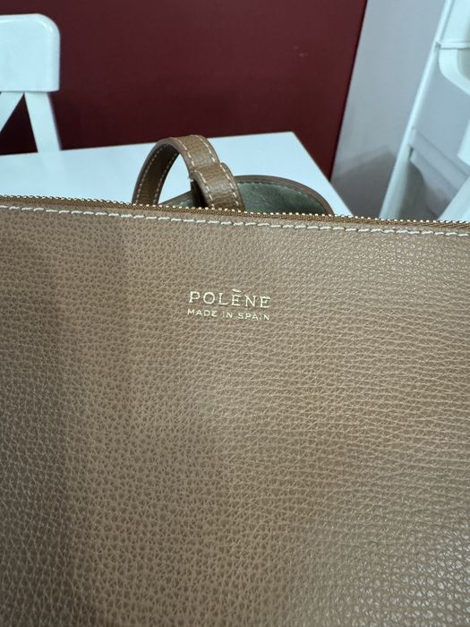Geanta Polene Cyme mini piele naturala camel bej maro