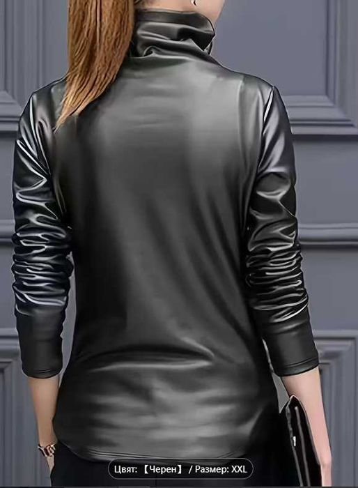 Уникално кожено дамско поло МАКСИ размер 3-4 ХЛ