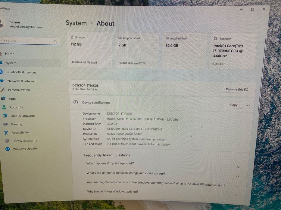 Calculator cu procesor i7 9700kf , 32gb RAM