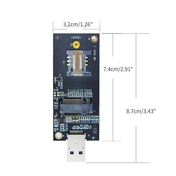Adaptor modul 3G 4G LTE WWAN la USB M2 Key B NGFF modul SIM la usb