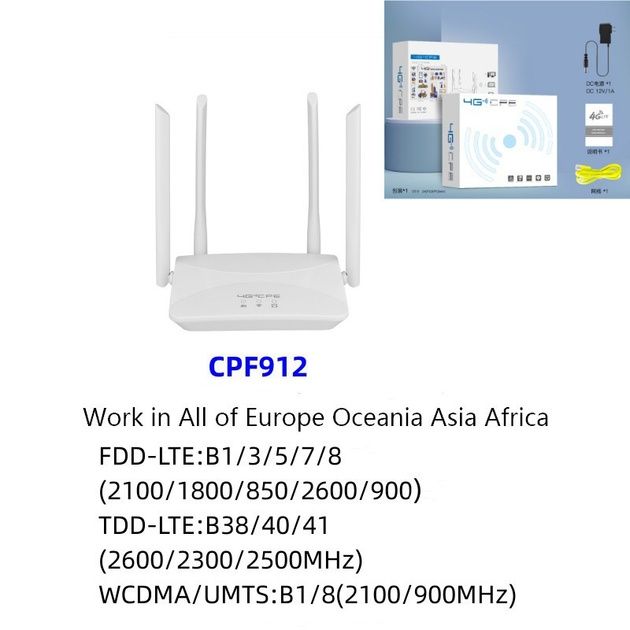 Wi-Fi роутер 4G CPE CPF912 со встроенным 4G модемом, microUSB