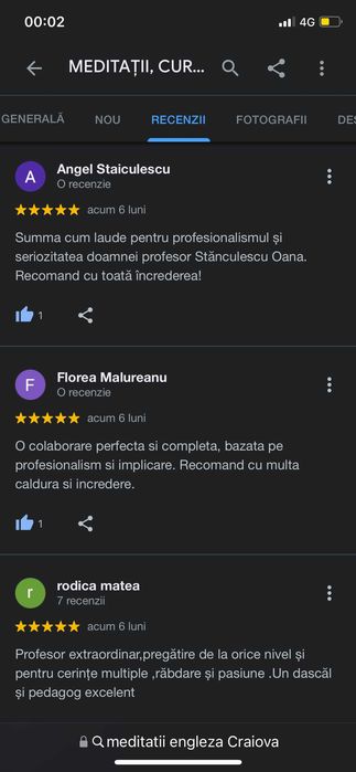 Meditatii curs Limba Engleza PERSONALIZAT 1 cursant CRAIOVA