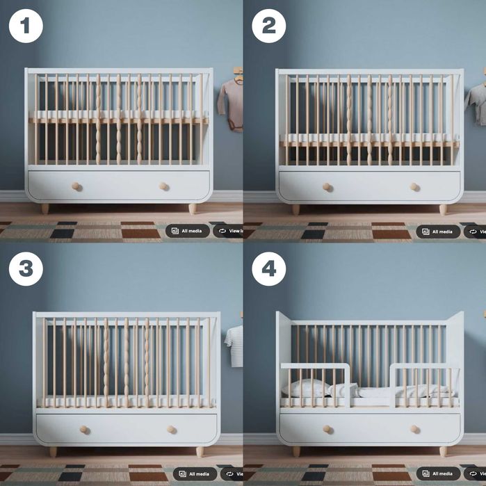 IKEA MYLLRA – бебешко креватче с матрак и пълен комплект аксесоари