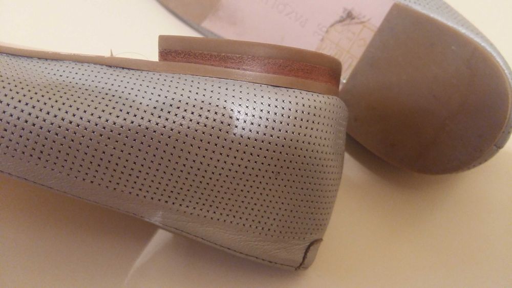 Balerini piele italienesti gri si roz 1+1