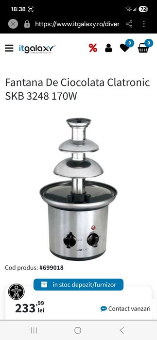 Fântână ciocolata 3 cascade 170w