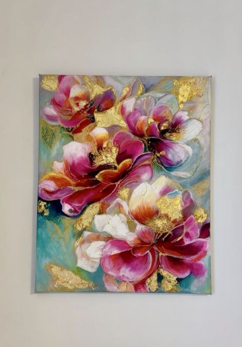 Vand tablou ulei pe panza si foita aur