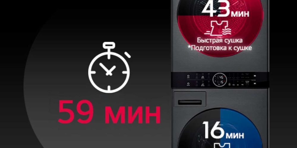 Новинка
Стиральная машина + Сушка LG WashTower, AI DD™ 13/10 кг