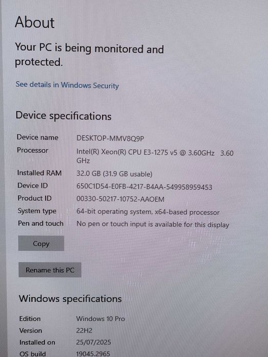 Lenovo ThinkStation XEON E3-1275 (3.6Ghz) 32GB RAM, 2x256GB SSD, 1TB