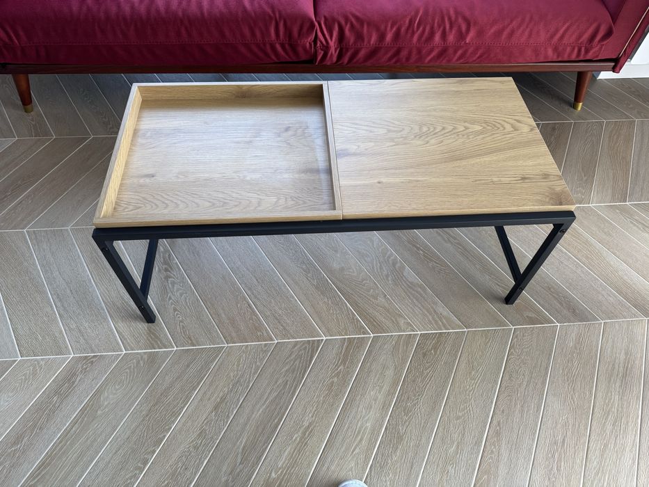 Маса за кафе TRAPPEDAL – 50x100, цвят дъб/черно