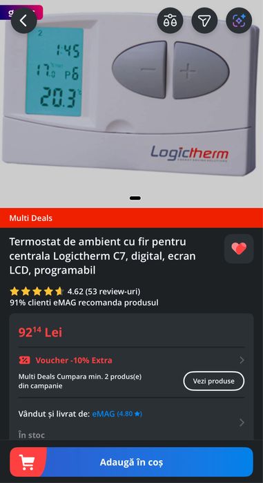 Termostat cu fir programabil Logictherm C7 •nou•