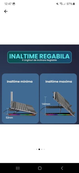 Suport pentru laptop si tableta 12-18" Timebox, Hub adaptor 3 x USB, 2