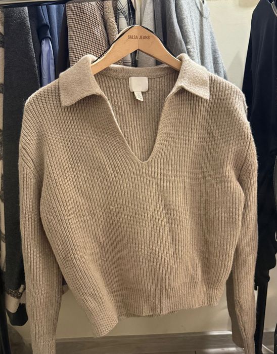 H&M плетен дамски пуловер с яка