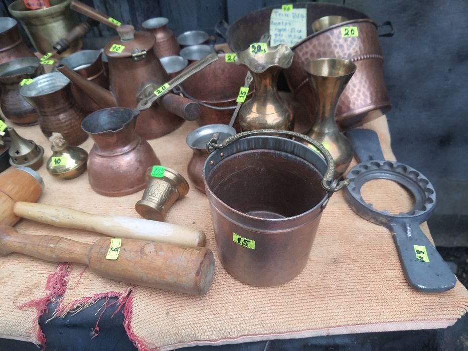 Медни и бронзови съдове-тави,тиган,купи,кафе сервизи