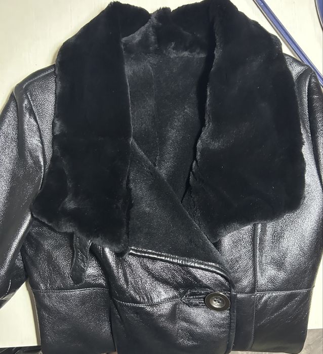 100% Натуральный мех, натуральная кожа длинное новое пальто