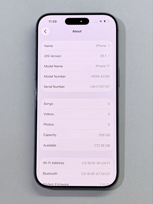 iPhone 17 Blue 100% battery