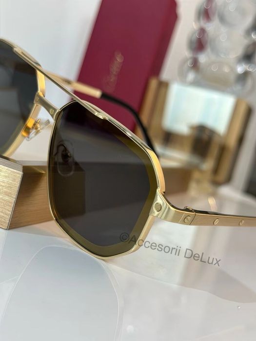 Ochelari de Soare Cartier Aviator CT0462S Full Box Santos De Cartier [Verificare Colet] Gold