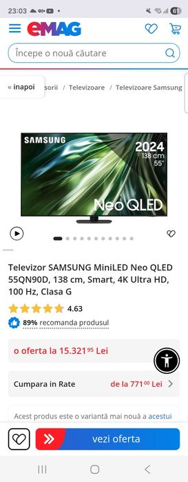 Hope Amanet P11- SAMSUNG MiniLED Neo QLED/ 55QN90D/ 138 cm/Smart/4K Ultra HD/ 100 Hz/ Garantie/ 74846