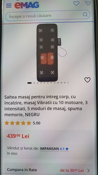 Saltea de masaj pentru intreg corpul cu incalzire