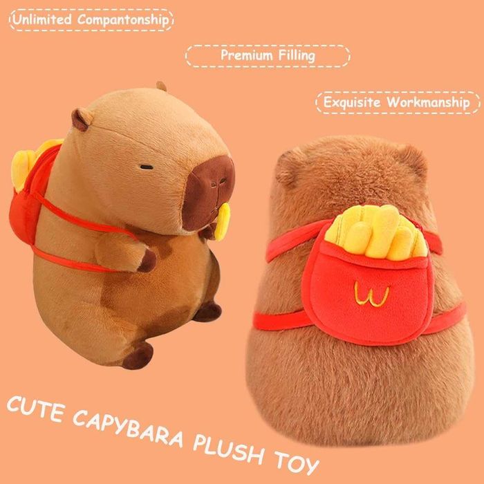 Плюшена играчка Капибара с раничка Mc Donalds и пържени картофки 30 см