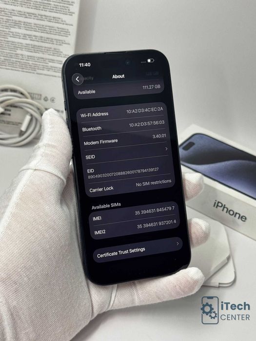 iPhone 15 Pro, 128GB, Blue Titanium, НЕРАЗЛИЧИМ ОТ НОВ, 1г. ГАРАНЦИЯ!