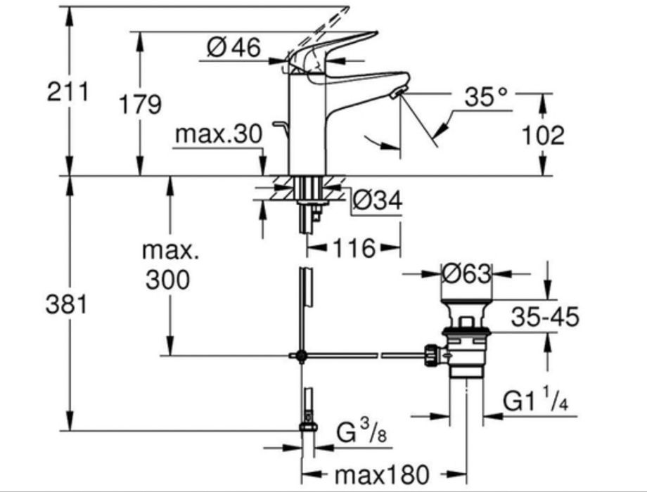 Комплект от Grohe 3 в 1 ЕCO