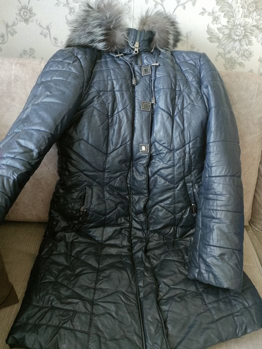 Пуховик женский экокожа