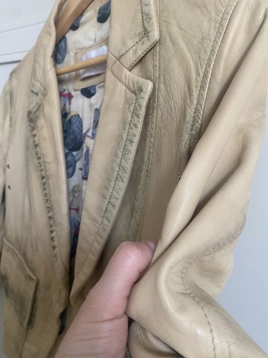 Geaca piele naturala bej dama marimea S