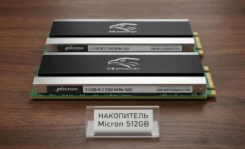 NVMe SSD Micron 512 GB С большим радиатором охлаждения