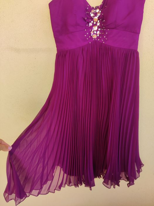 Rochie plisata cu bretele funtite