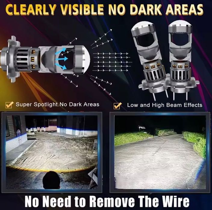 H7 led със лупа!