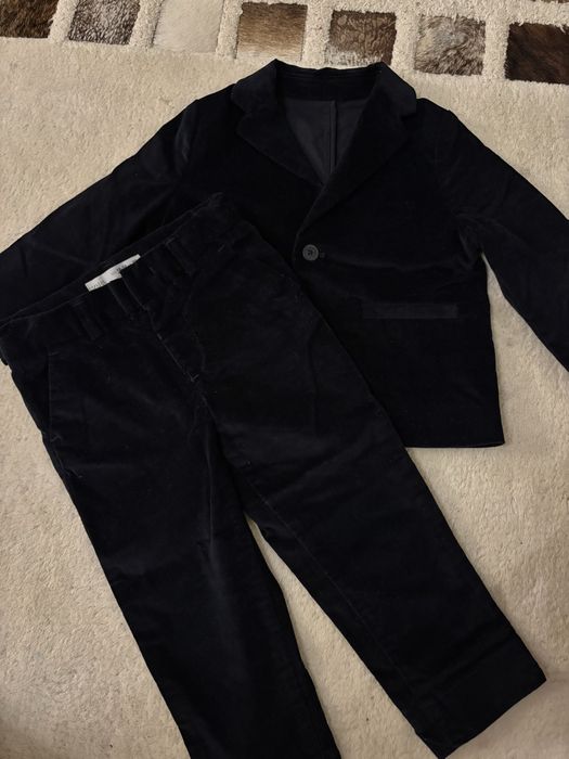 Costum ZARA catifea baieti 18-24 luni albastru