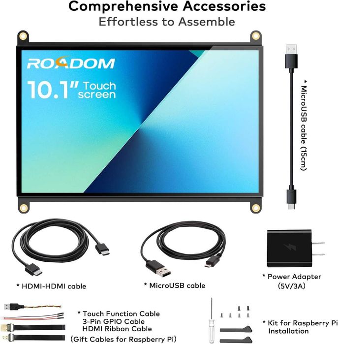 Тъчскрийн монитор ROADOM 25.7 см Raspberry Pi