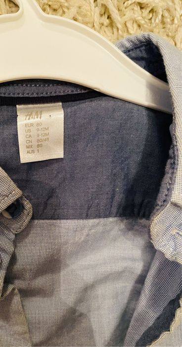 Costum H&M, pantaloni si camasa, marimea 80, 9-12 luni