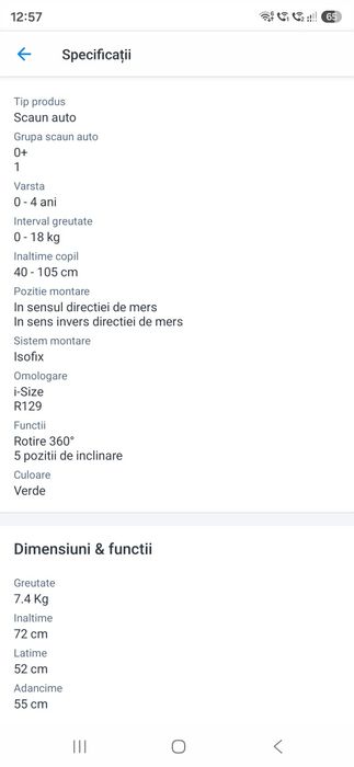 Scaun copii Joie si baza isofix
