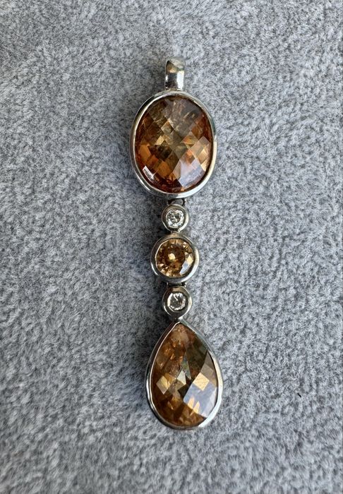 Pandantiv din argint, citrin si cubic zirconia