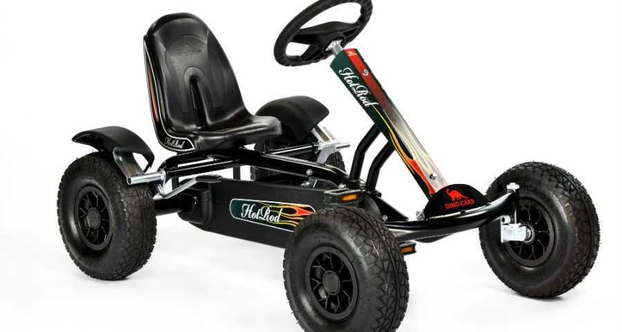 Kart Hot Rod cu pedale, rezistent, roți gonflabile mari, din cauciuc