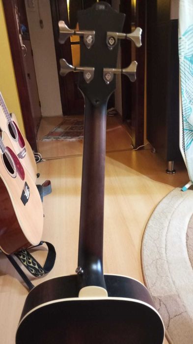 Chitara Bass electroacustic Guild Jumbo jr Bass Flame Maple ACB Antique Charcoal Burst