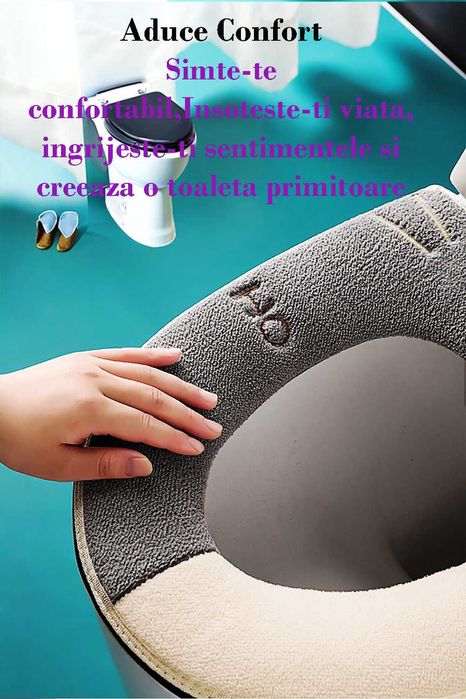 Husa, colac WC, confortabila, cu fermoar, Lana, pufos si rezistent