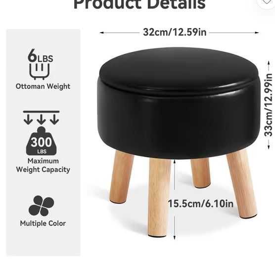 Import Amazon ! Mini Scaun Taburet Fotoliu cu depozitare - negru !