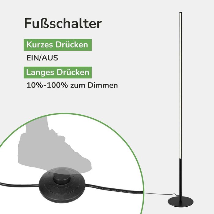 Lampa LED de podea EDISHINE, dimabila, 147 cm, lumina calda 3000K – noua